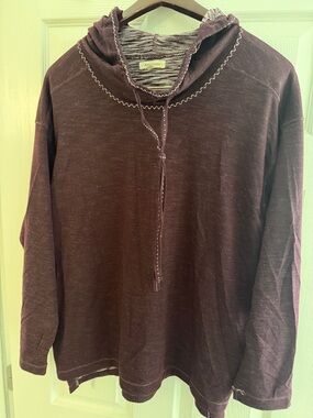 Max Studio Maroon Knit Hooded Top